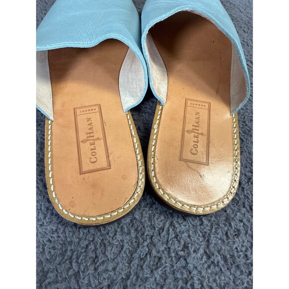 Cole Haan Light Blue Leather Open Toe Slide Sandals Womens Size 8.5 - Picture 4 of 10